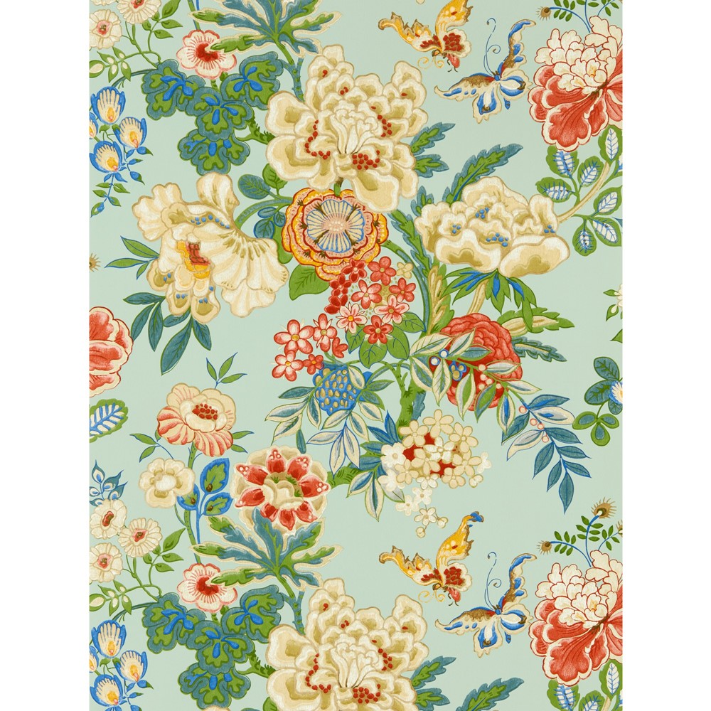 Emperor Peony Wallpaper 217122 by Sanderson in Jade Apricot